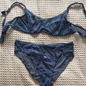Adore Me Midnight Blue Lace Bra Set